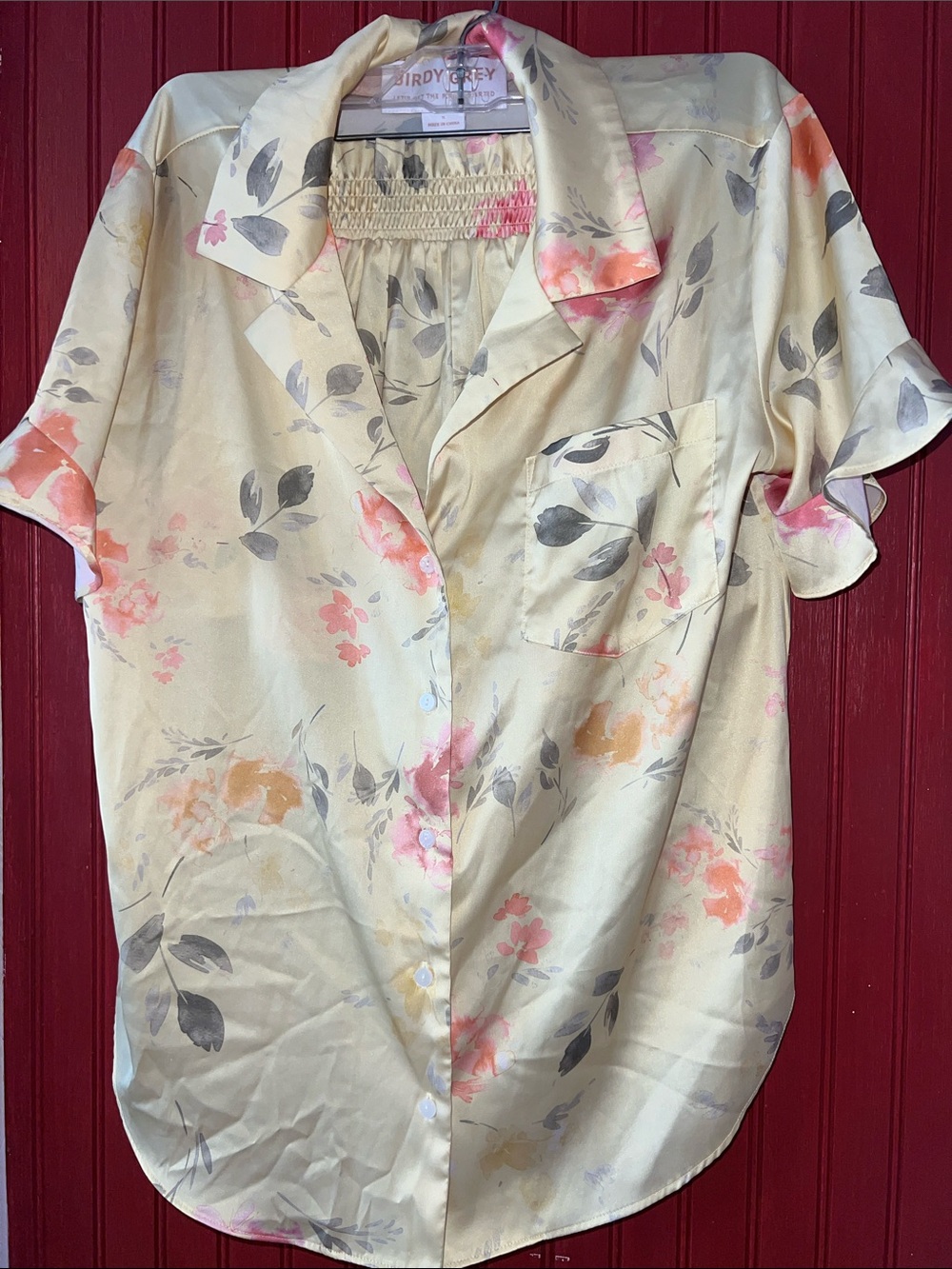 Birdy Grey Pajama Set Shirt and Ruffle Shorts S